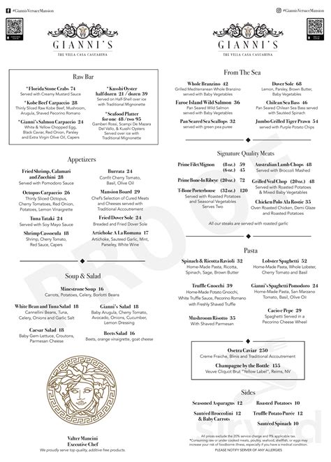 versace haus restaurant menu|gianni's versace mansion menu.